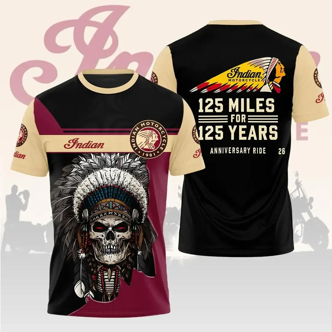 Indian Motorcycle 125th Anniversary T-Shirt Indian Motorcycle Merch Gift Ideas For Son - Merchluma