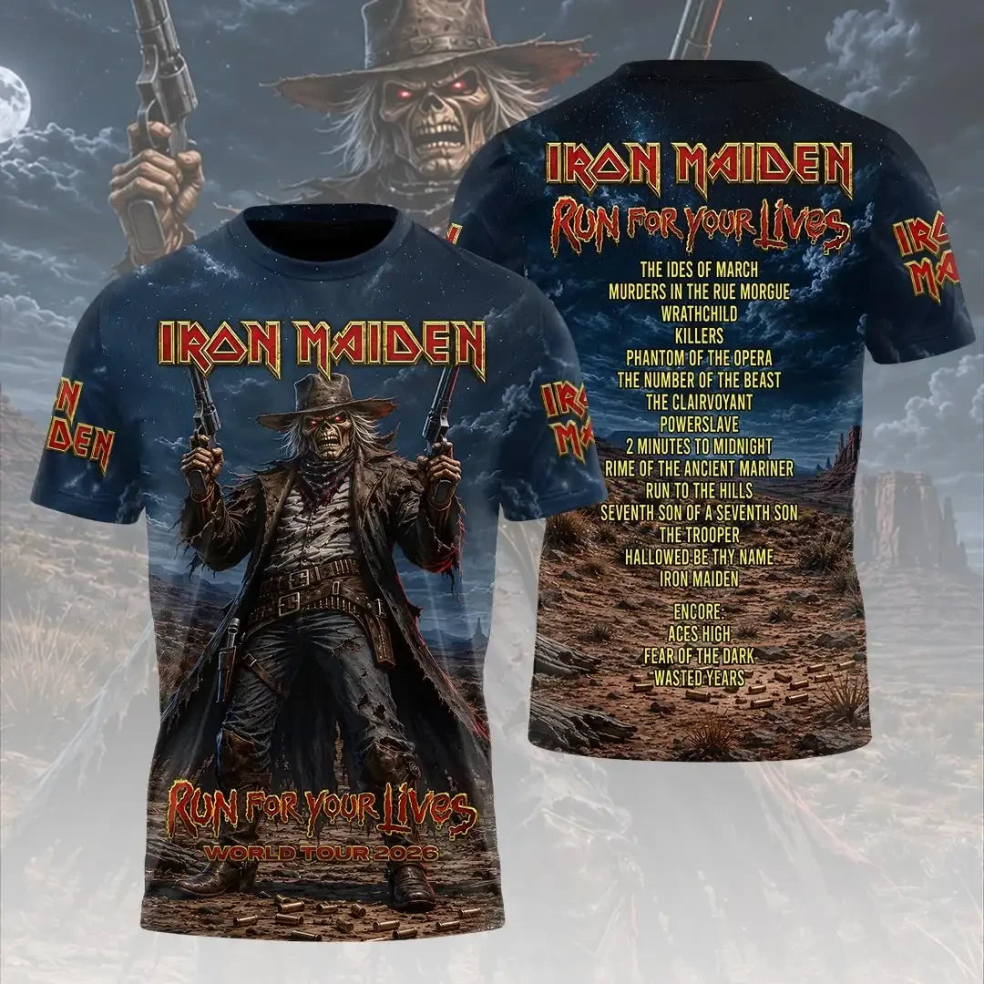 Iron Maiden Merch 2026 Run For Your Lives World Tour 2026 T-Shirt Gifts For Music Fans - Merchluma