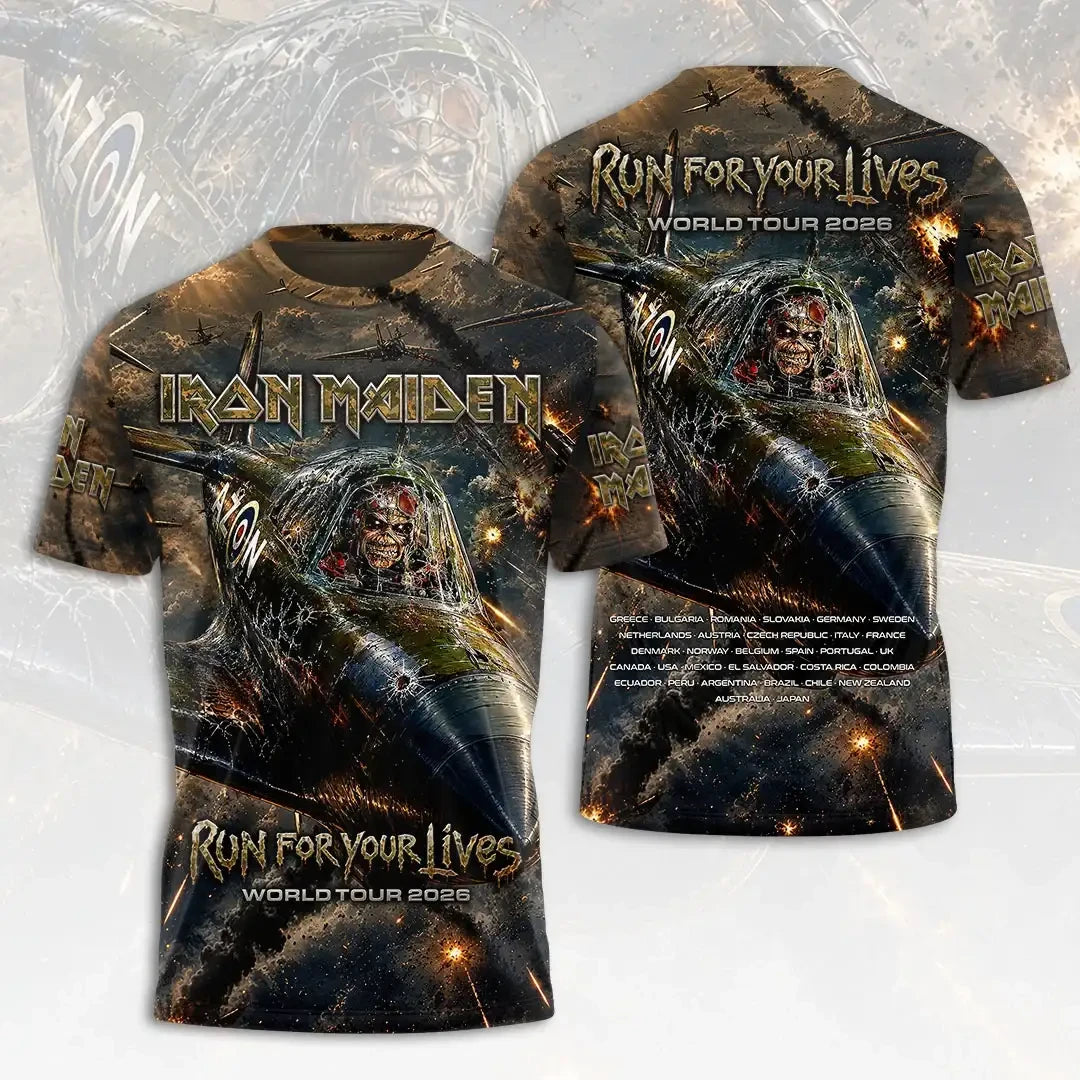Iron Maiden Merch 2026 Run For Your Lives World Tour 2026 T-Shirt Music Apparel Gifts For Fans - Merchluma