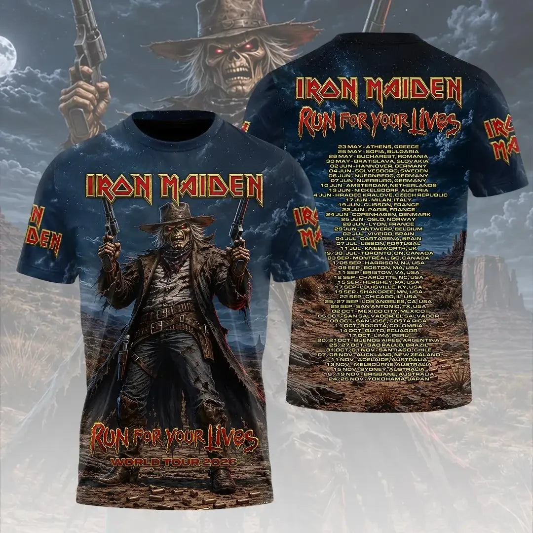 Iron Maiden Merch 2026 Run For Your Lives World Tour 2026 T-Shirt Music Fan Gear - Merchluma