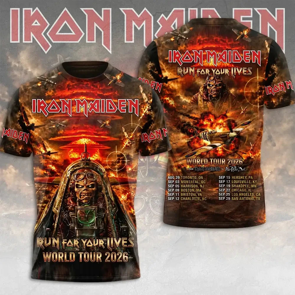 Iron Maiden Merch Run For Your Lives World Tour 2026 Iron Maiden T-Shirt Gifts For Fans - Merchluma