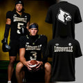 Louisville Cardinals Uniform Style T-Shirt Black Louisville Cardinals Merch Football Fan Gifts - Merchluma