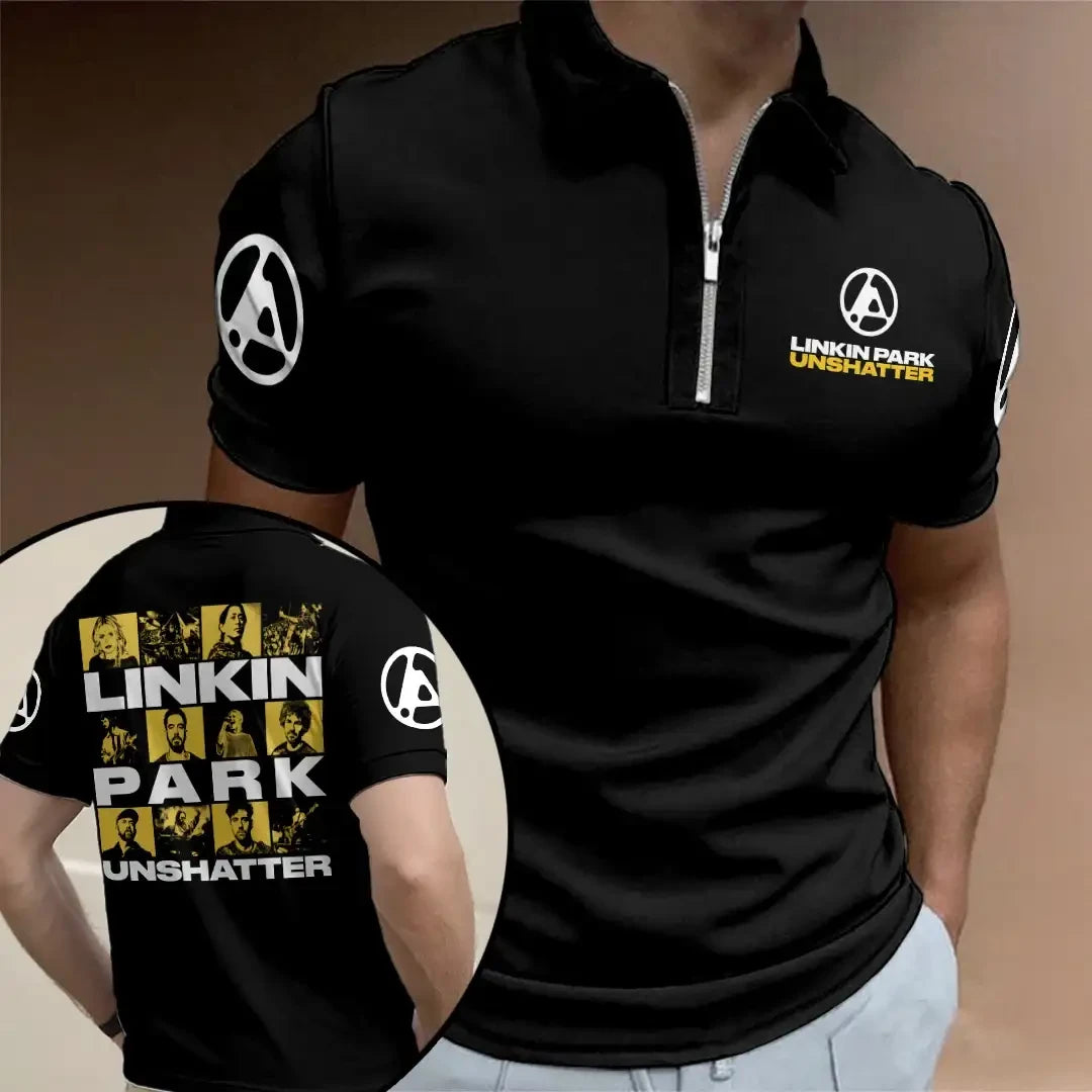 Linkin Park Unshatter Zip Polo Shirt 2026 Linkin Park Merch Boyfriend Gifts - Merchluma