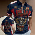 Indian Motorcycle 125 Years Anniversary Burgundy Black Zip Polo Shirt Indian Motorcycle Merch - Merchluma