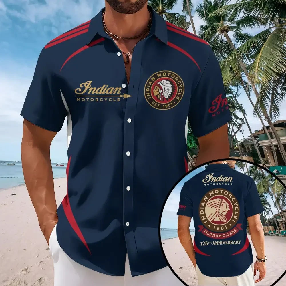Indian Motorcycle Merch 125th Anniversary Legendary Ride Hawaiian Shirt Riders Gifts - Merchluma