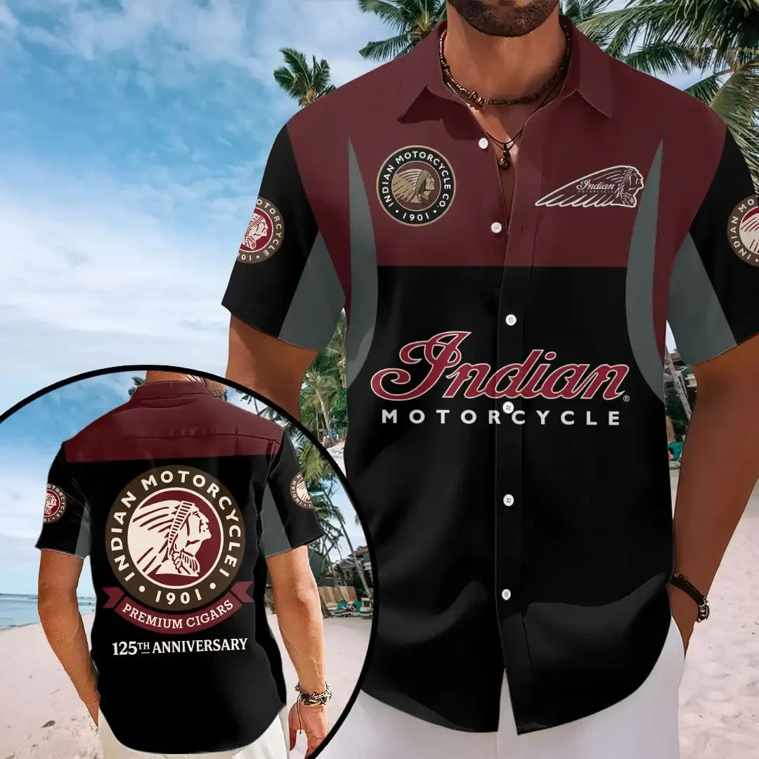 Indian Motorcycle Merch 125th Anniversary Est 1901 Indian Motorcycle Hawaiian Shirt Him Gifts - Merchluma