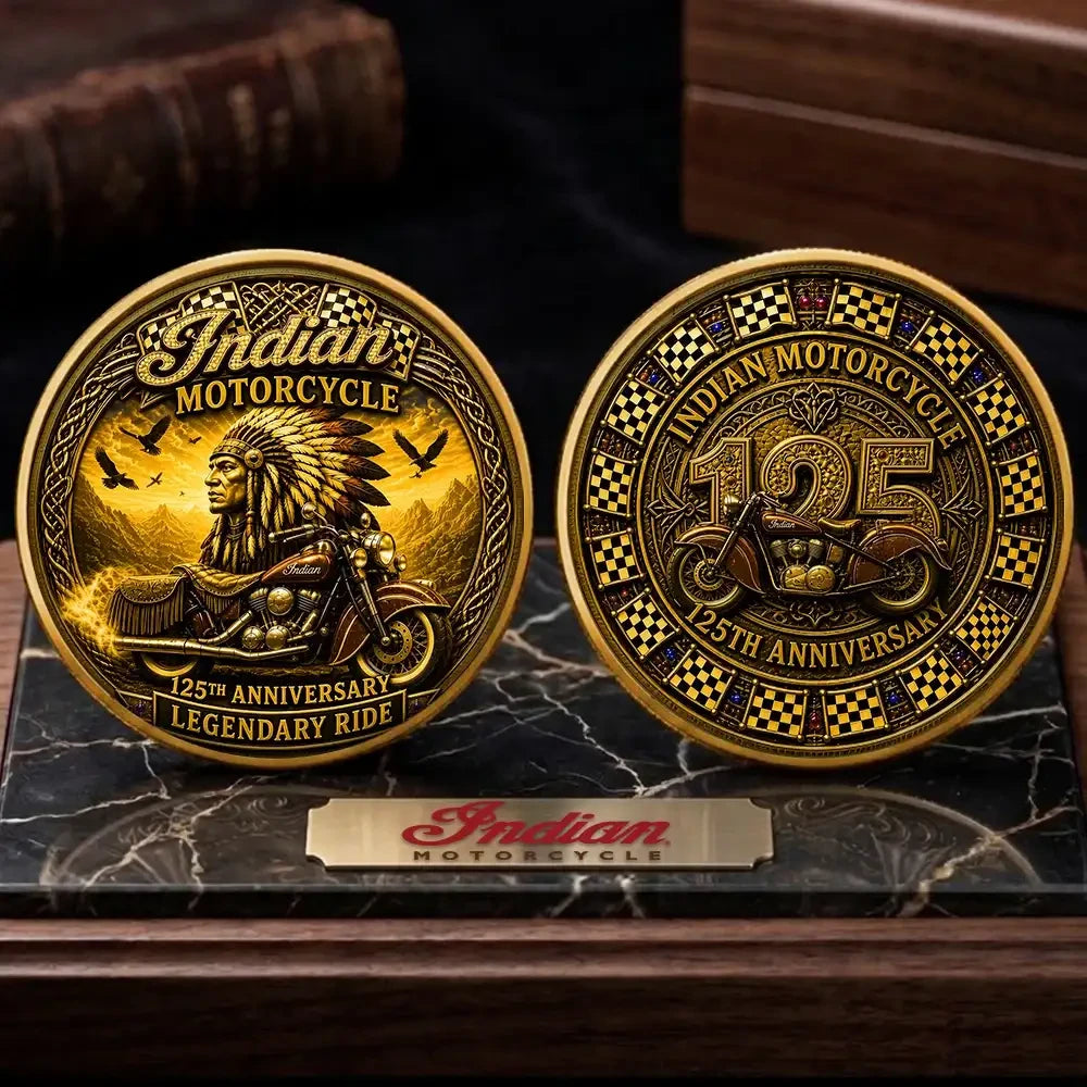 Indian Motorcycle 125th Anniversary Legendary Ride Commemorative Coin Indian Motorcycle Merch - Merchluma