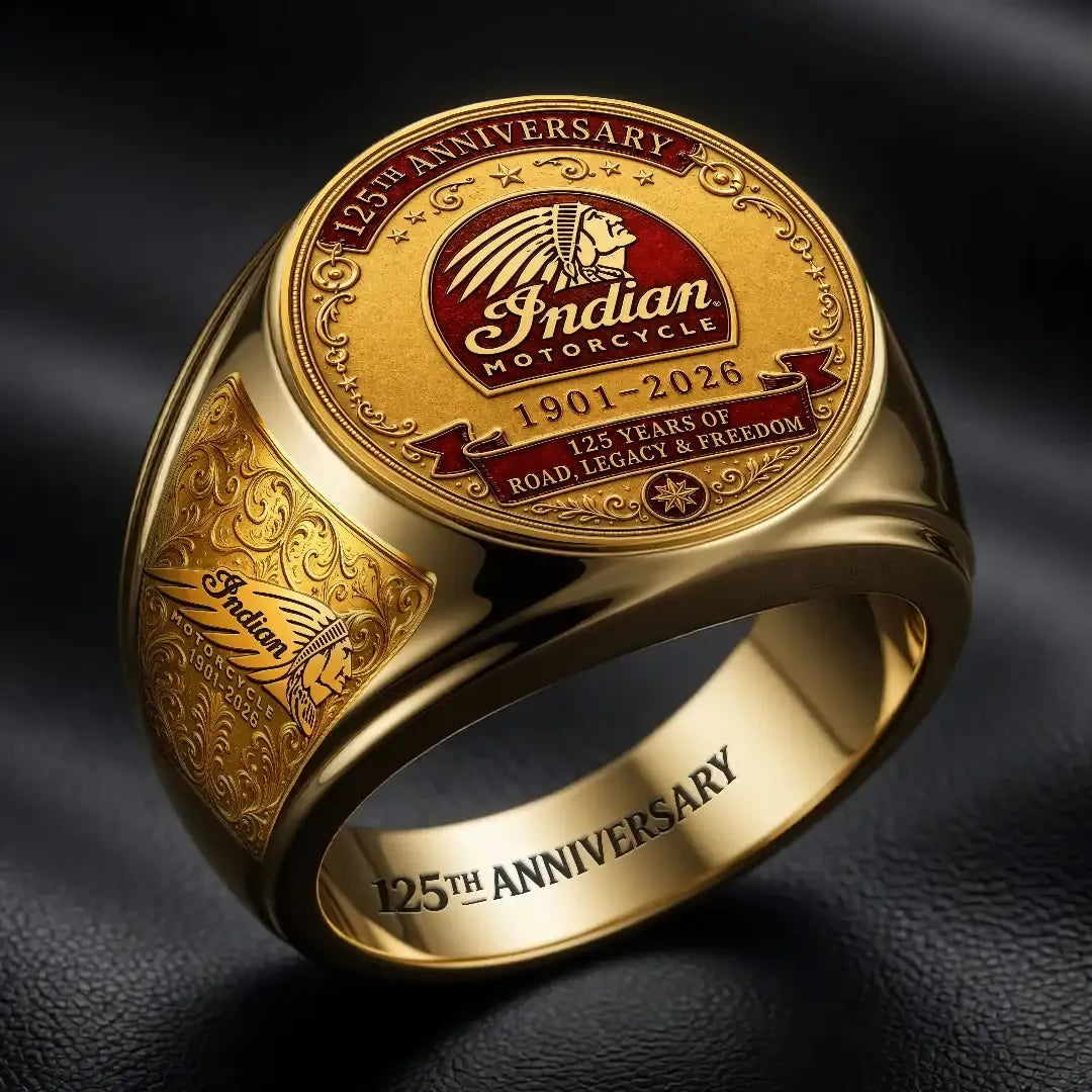 Indian Motorcycle 125th Anniversary Ring Indian Motorcycle Merch Gift Ideas For Him - Merchluma