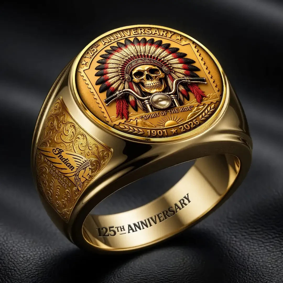 Indian Motorcycle 125th Anniversary Ring Spirit Of The Ride Indian Motorcycle Merch Son Gifts - Merchluma