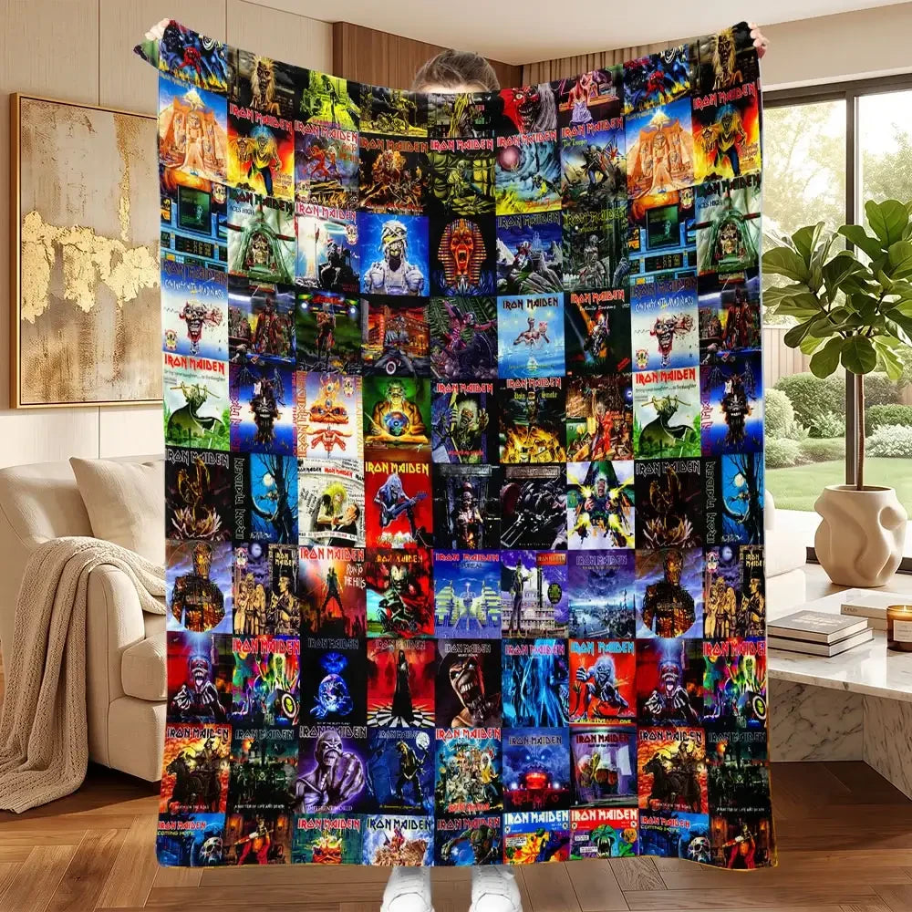 Iron Maiden Merch 2026 Run For Your Lives World Tour 2026 Blanket Music Fans Gifts Sofa Decor - Merchluma
