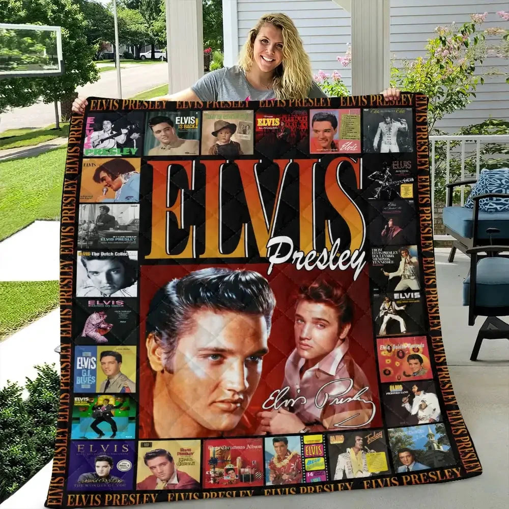 Elvis Presley Merch Forever Elvis 1935 1977 Quilt Blanket Decor Gifts For Music Lovers - Merchluma