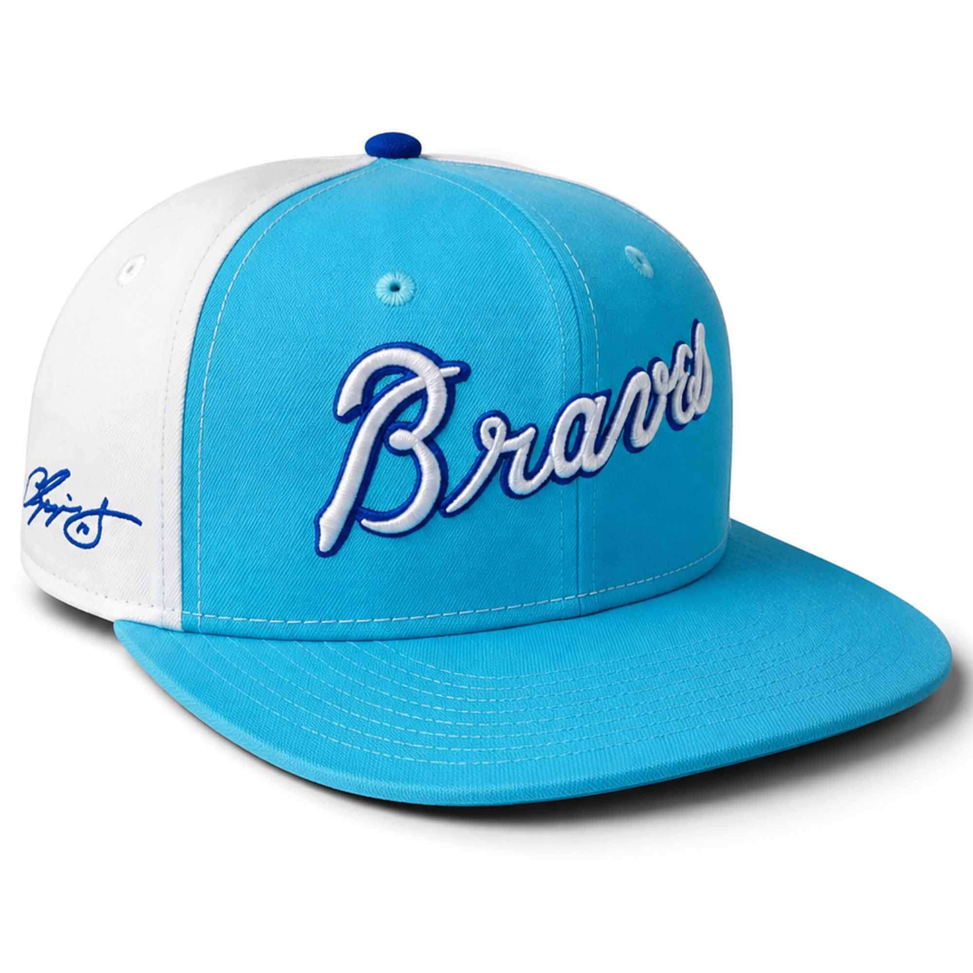 2026 Chipper Jones Vice Blue Braves Script Snapback Hat Embroidered Atlanta Braves Merch - Merchluma