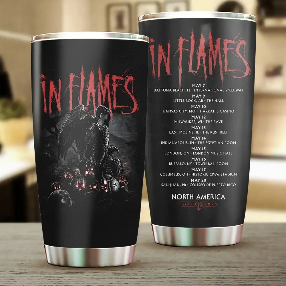 In Flames North America Tour 2026 Tumbler In Flames Merch Best Gifts For Music Lovers - Merchluma
