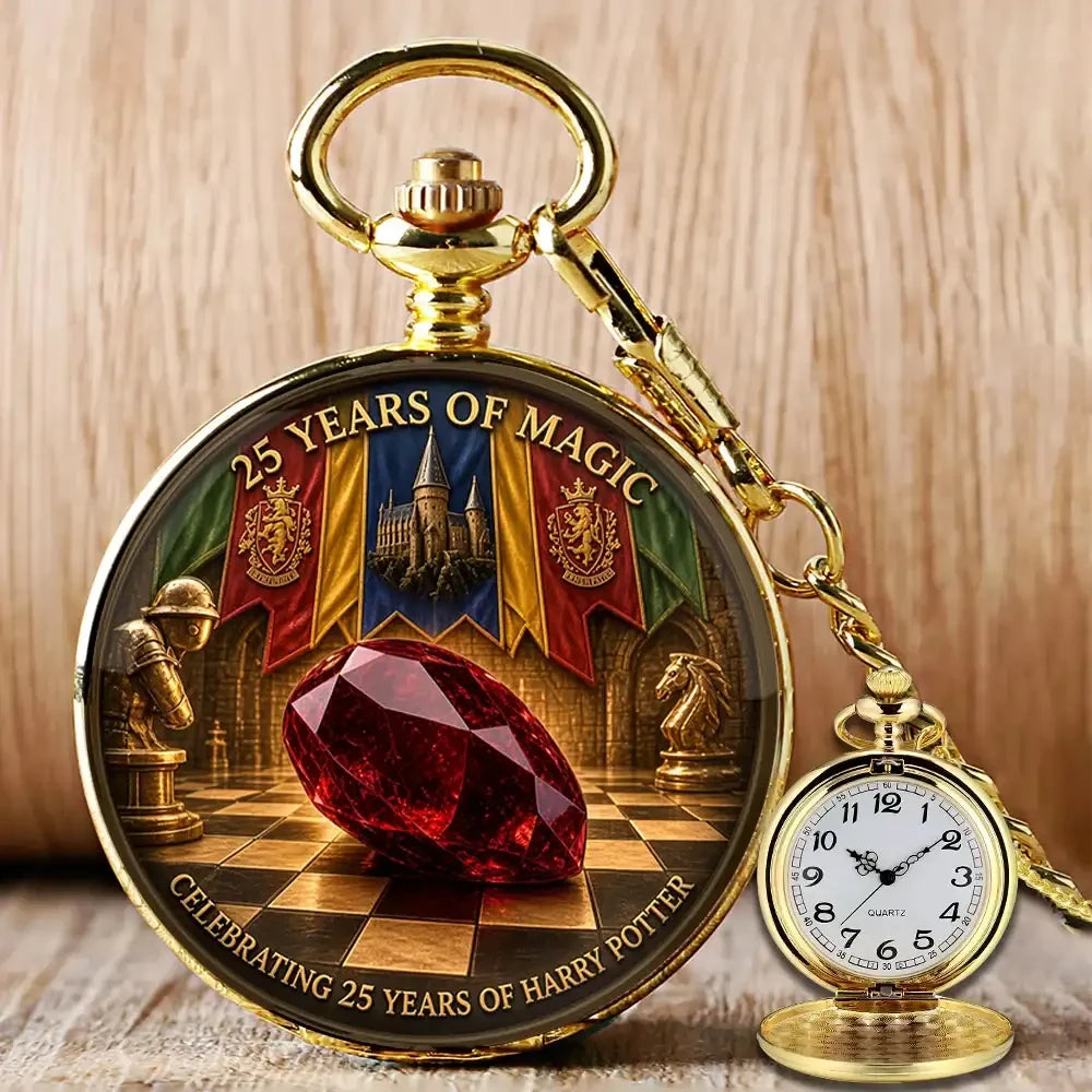 Harry Potter 25 Years of Magic Celebrating 25 Years Magical Pocket Watch Harry Potter Merch - Merchluma