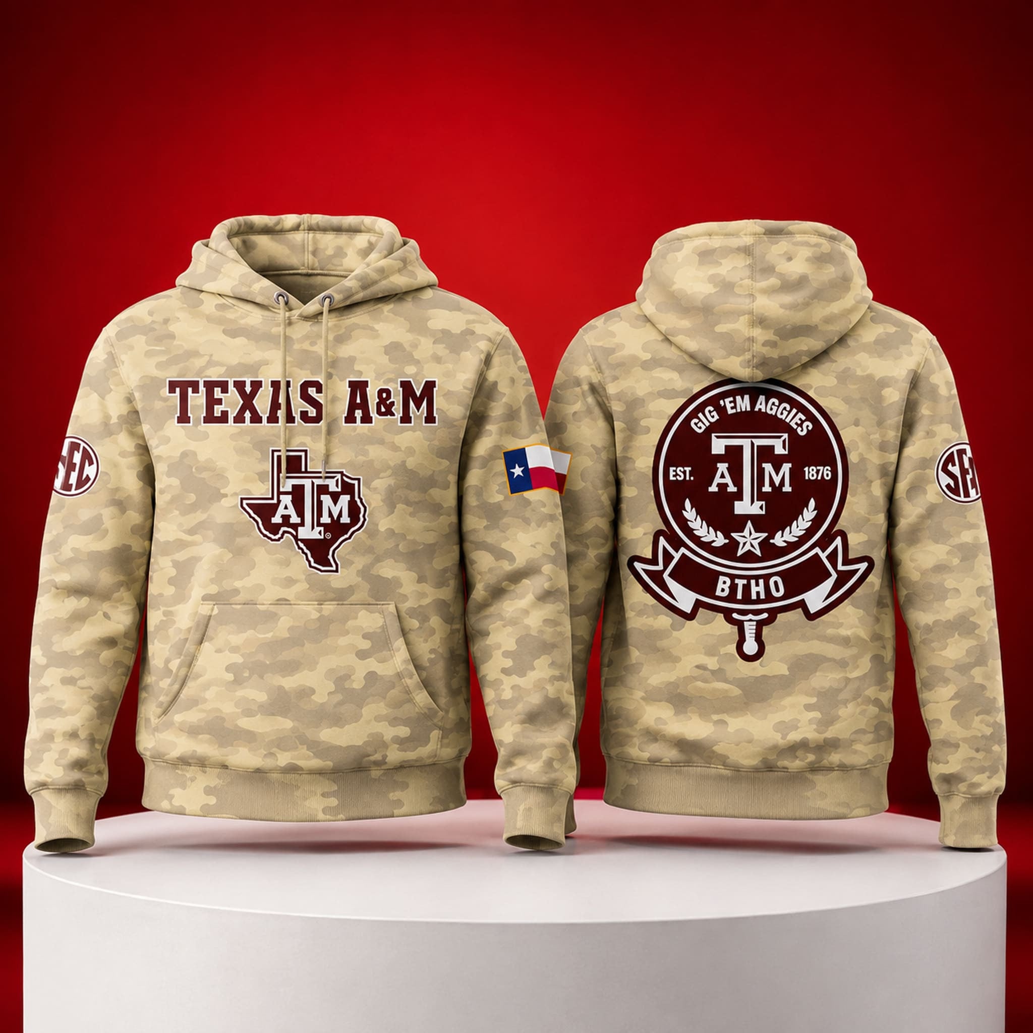 2026 Texas A&M Salute To Service Camo Hoodie Texas A&M Aggies Merch Gifts For Him - Merchluma