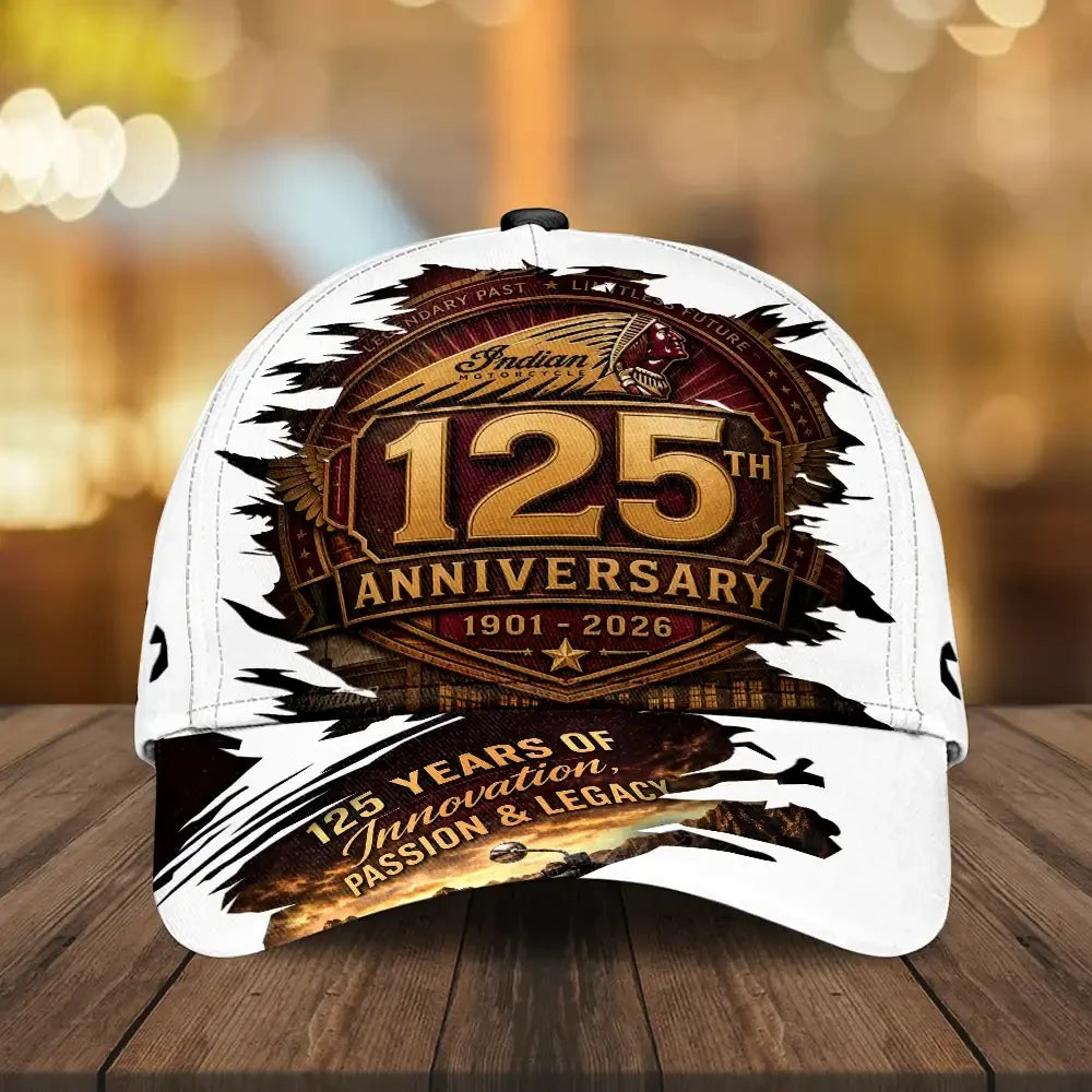 Indian Motorcycle 125 Years Of Innovation Passion And Legacy Hat Indian Motorcycle Merch - Merchluma