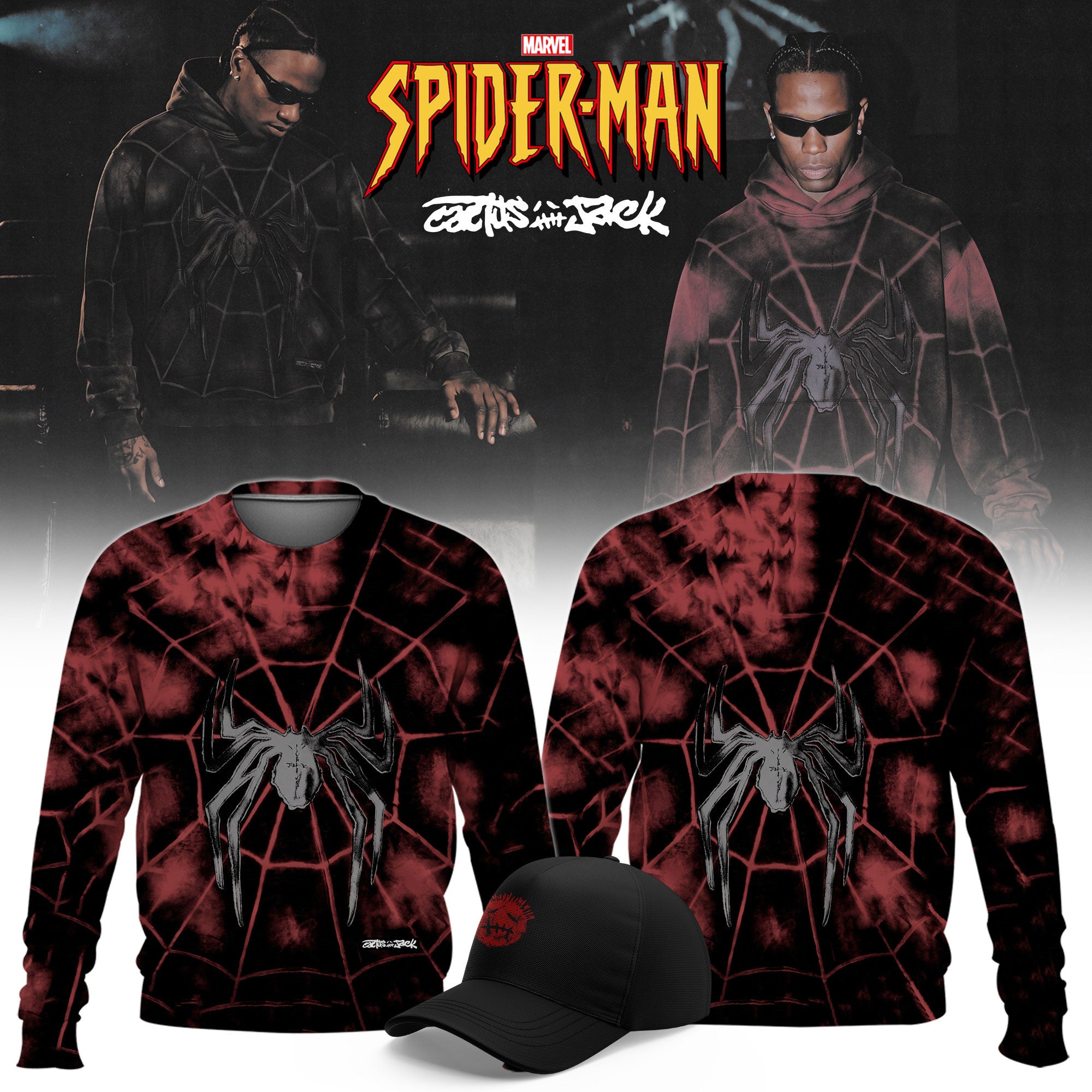 Cactus Jack x SPIDER-MAN Brand New Day Sweatshirt Travis Scott Merchandise Fan Gear - Merchluma