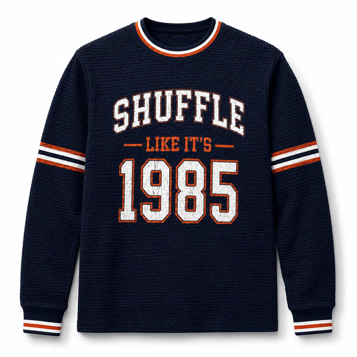 Bears Shuffle Like It's 1985 Waffle Long Sleeve T-Shirt Chicago Bears Merch Gifts For Fans - Merchluma