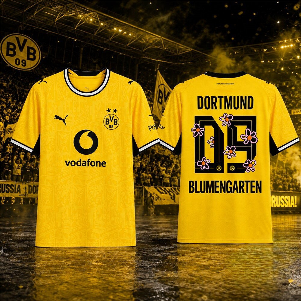 Borussia Dortmund Blumengarten Flower Football Jersey Borussia Dortmund Merch Fans Gifts - Merchluma