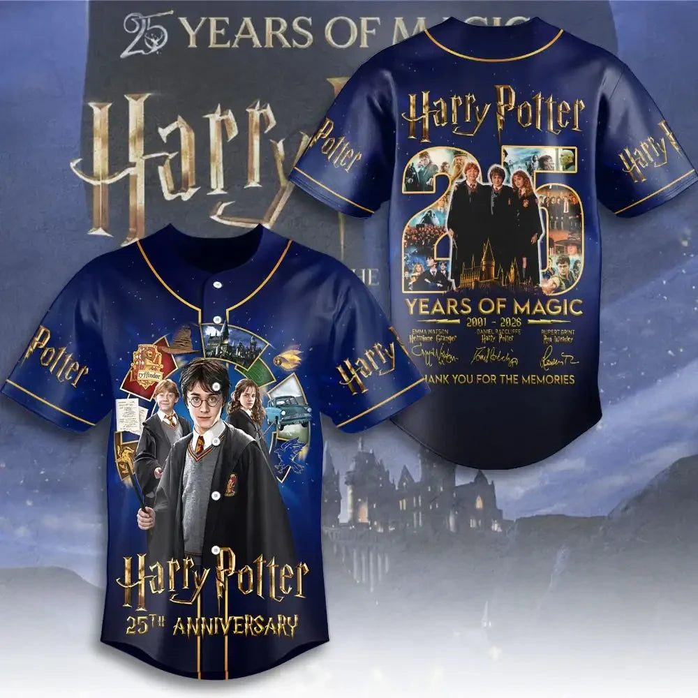 Harry Potter 25 Years Of Magic Baseball Jersey 2026 Thank You For The Memorial Harry Potter Merch - Merchluma