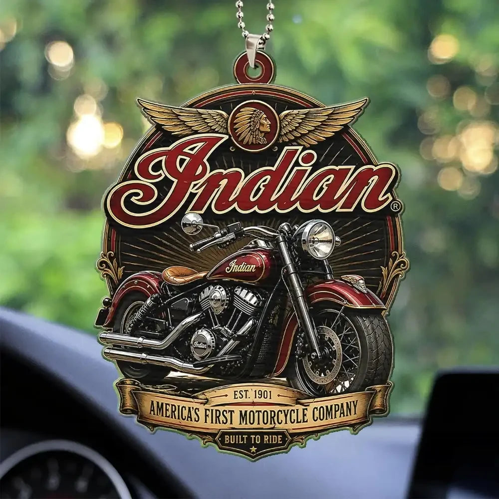 Indian Motorcycle America's First Motorcycle Company Acrylic Car Ornament Car Hanging Decor - Merchluma