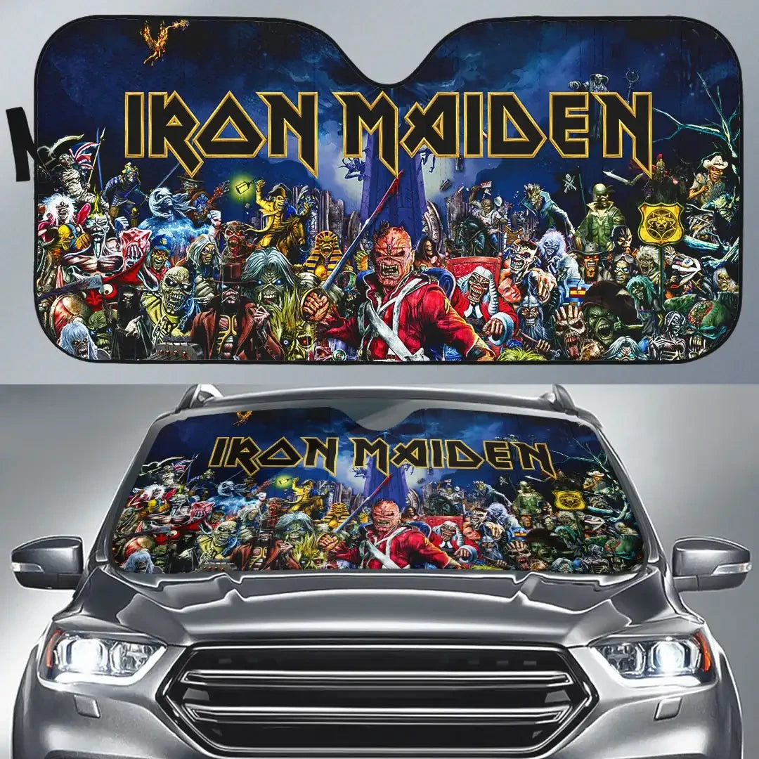 Iron Maiden Merch 2026 Run For Your Lives World Tour 2026 Auto Sun Shade Music Fans Gifts - Merchluma