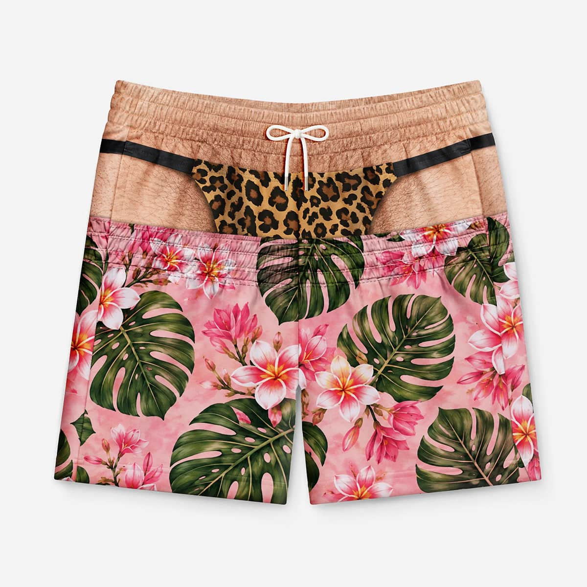 Leopard Thong Pink Floral Board Shorts Summer Clothing Funny Gifts For Brother - Merchluma