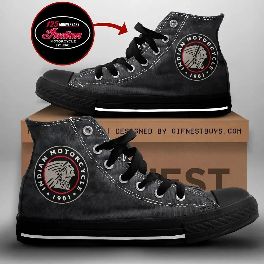 Indian Motorcycle 125th Anniversary Est 1901 High Top Shoes Indian Motorcycle Merch Fans Gifts - Merchluma