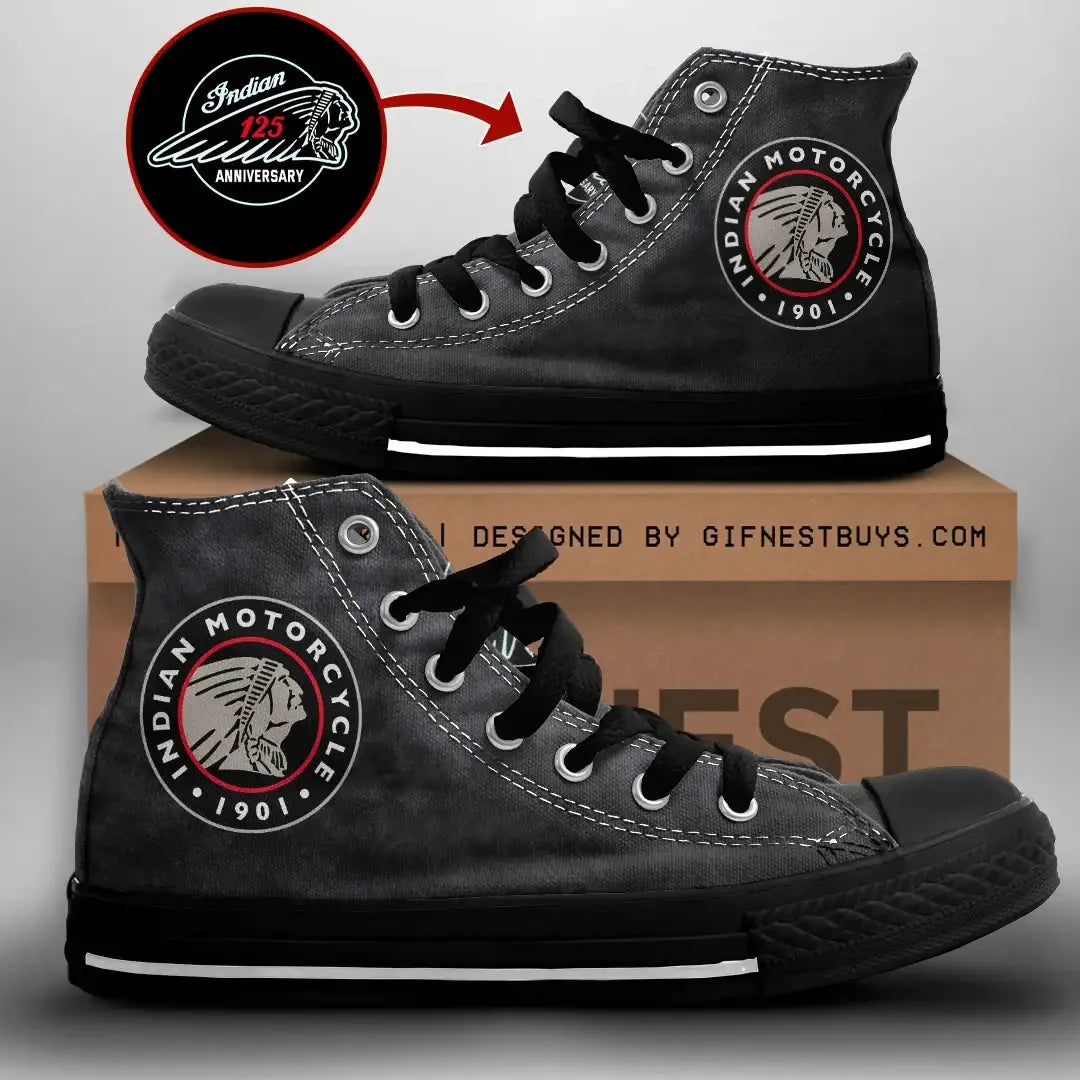 Indian Motorcycle 125th Anniversary High Top Shoes Indian Motorcycle Merch Son Gifts - Merchluma