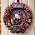 Hello Kitty Halloween Witch Wreath Hello Kitty Merch Cute Halloween Decorations - Merchluma