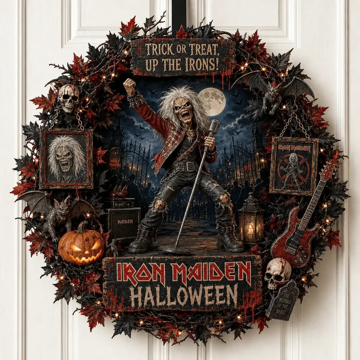 Iron Maiden Halloween Acrylic Door Sign Trick Or Treat Up The Irons Merch Halloween Decor - Merchluma