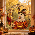 Ghost Pumpkin Moon Suncatcher Autumn Window Hanging Decor Halloween Gifts Ideas - Merchluma