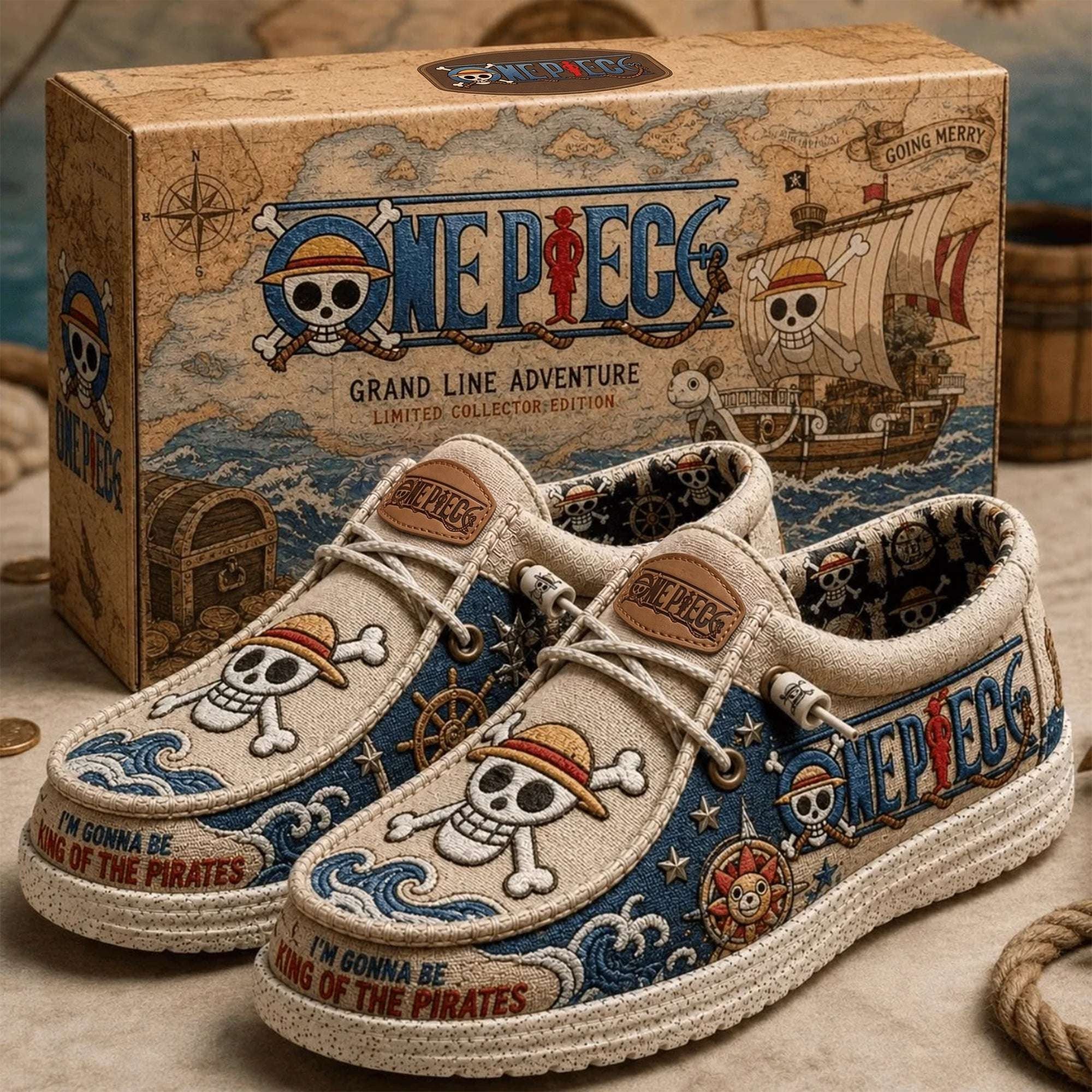 One Piece Merch I'm Gonna Be King Of The Pirates Dude Shoes Gifts For Brother - Merchluma