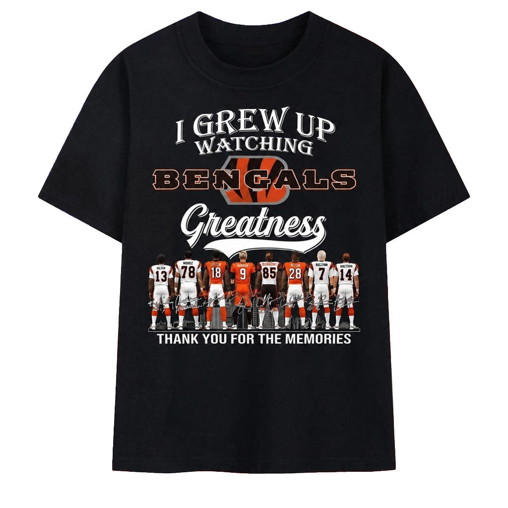 Cincinnati Bengals Merch I Grew Up Watching Bengals Greatness Signed T-Shirt Gifts For Fans - Merchluma