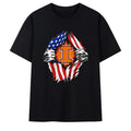 Illinois Fighting Illini American Flag Chest Rip T-Shirt Illini Merch Patriotic Gifts - Merchluma
