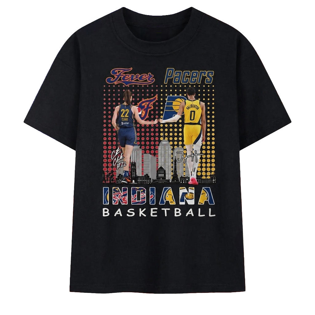 Indiana Basketball Fever Caitlin Clark And Pacers Tyrese Haliburton T-Shirt Gift For Fans - Merchluma