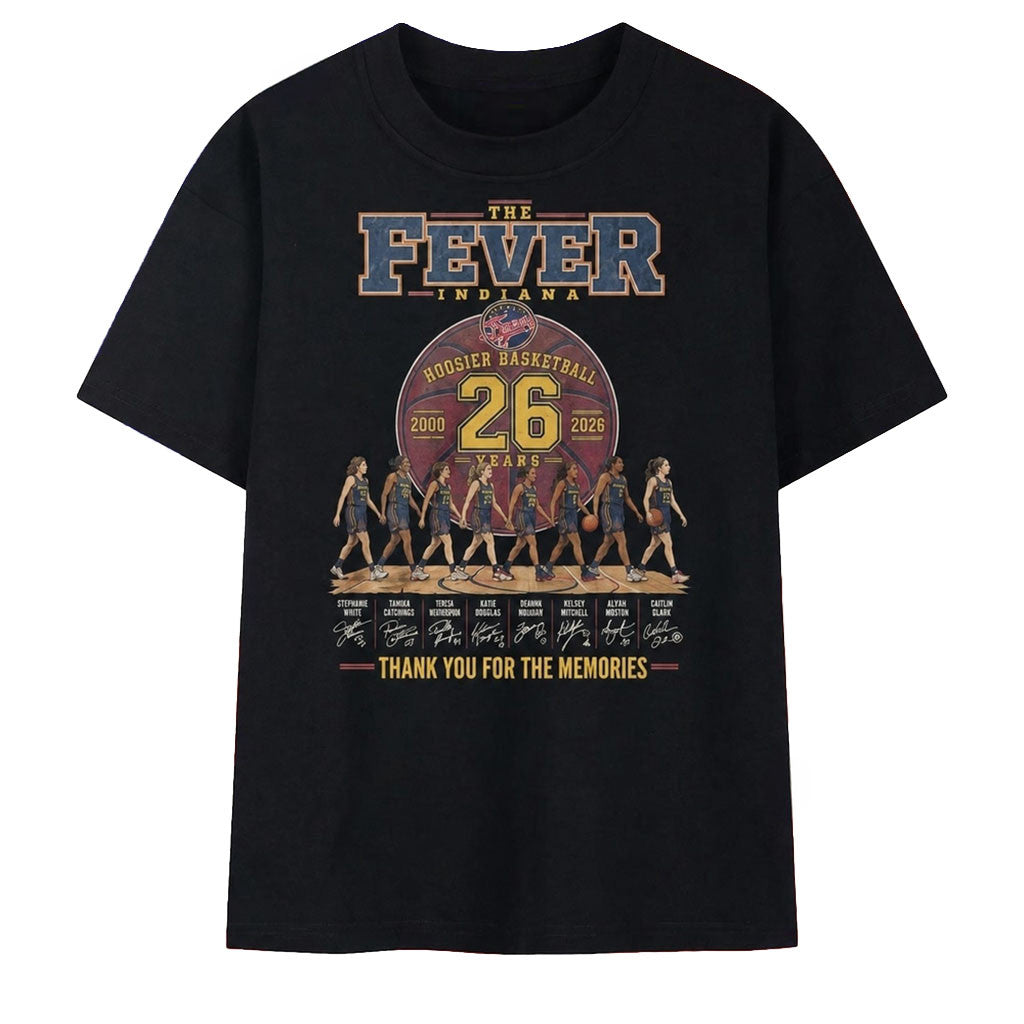Indiana Fever Merch 26 Years 2000 2026 Hoosier Basketball Signatures Shirt Present For Fans - Merchluma
