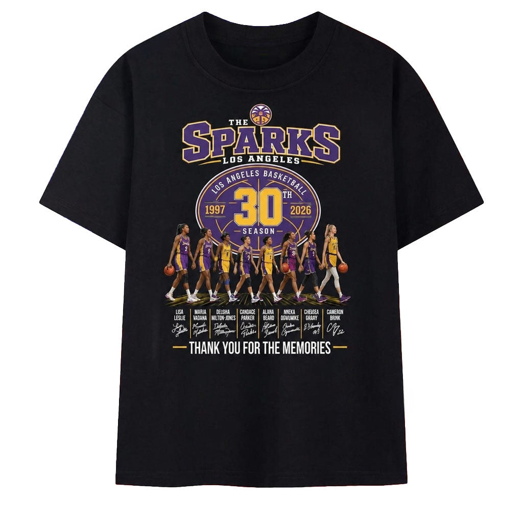 Los Angeles Sparks 30th Season 1997 2026 Signatures T-Shirt Sparks Merch Gifts For Fans - Merchluma