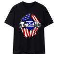 Seattle Seahawks American Flag Ripped Chest T-Shirt Seattle Seahawks Merch Fans Gifts - Merchluma