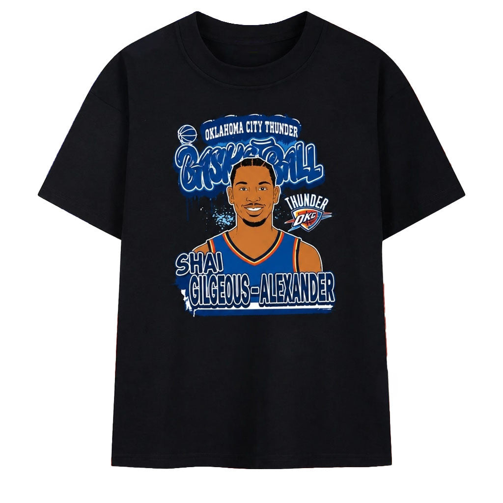 Shai Gilgeous Alexander Oklahoma City Thunder Basketball T-Shirt OKC Merch Basketball Fan Gear - Merchluma