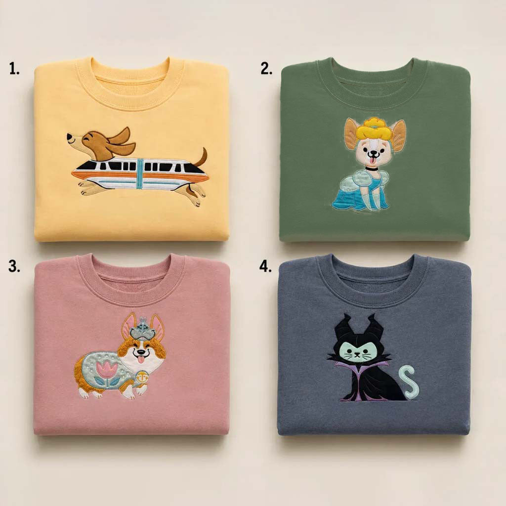 Walt D World Dogs And Cats Crewneck Monorail Cinderella Maleficent Sweatshirt Gift For Her - Merchluma