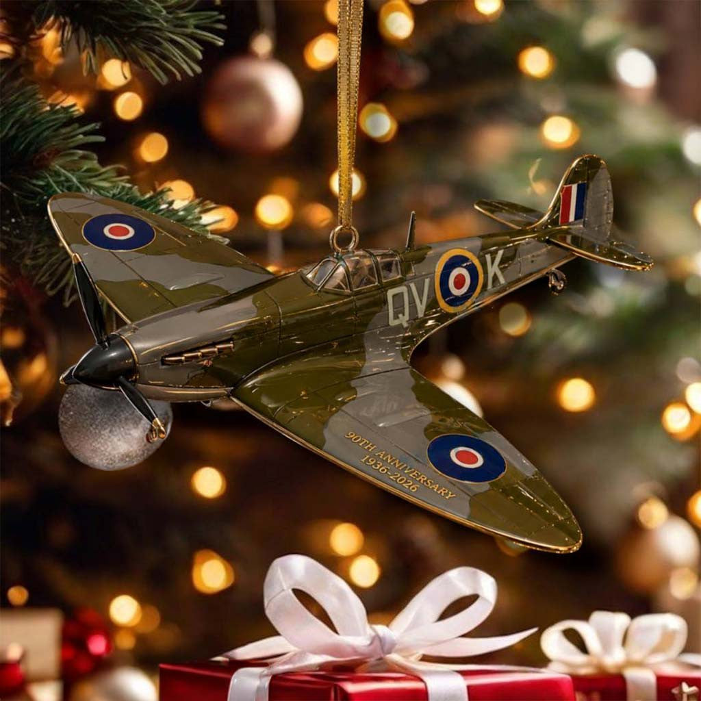 Spitfire Fighter 90th Anniversary Christmas Ornament Xmas Tree Hanging Decor Gift For Fathers - Merchluma