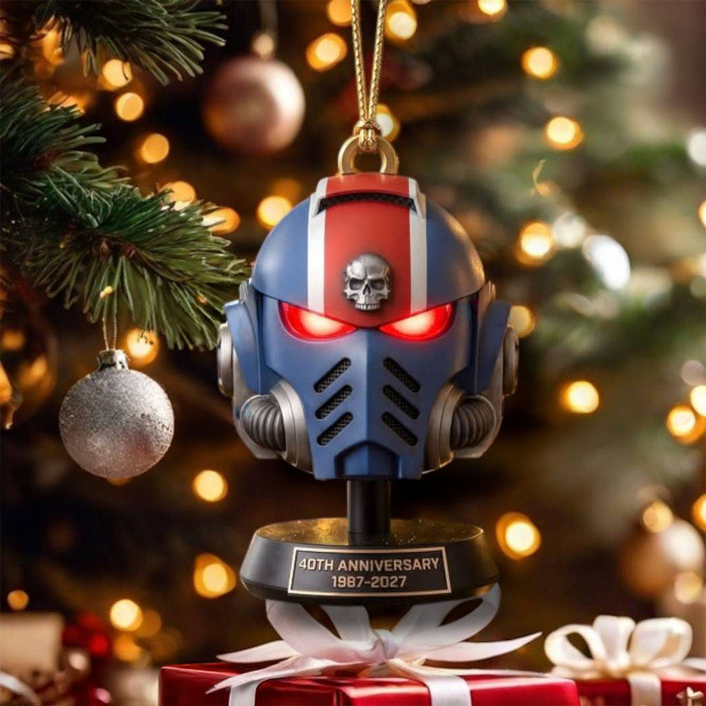 Warhammer 40k 40th Anniversary Battle Helm Ornament Warhammer 40k Christmas Ornament Xmas Gift - Merchluma