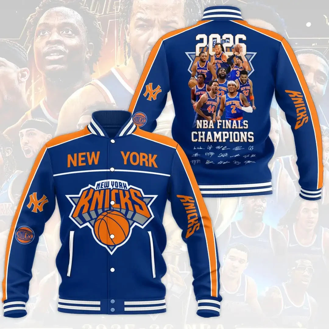 New York Knicks Merch 2026 Finals Champions Varsity Jacket Gifts For Basketball Fans - Merchluma