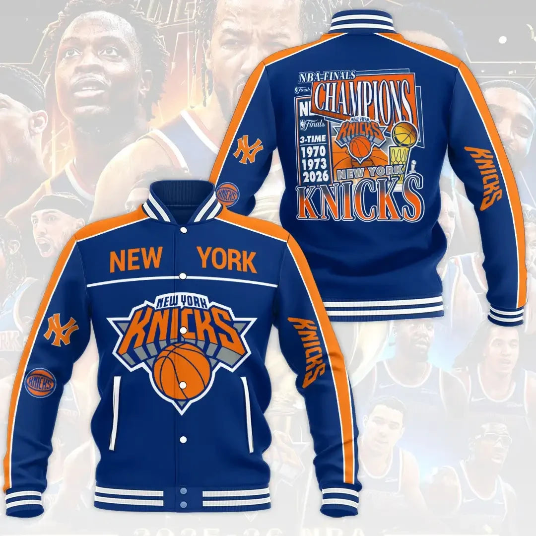 New York Knicks Merch 2026 Finals Champions Varsity Jacket Good Gifts For Basketball Fans - Merchluma