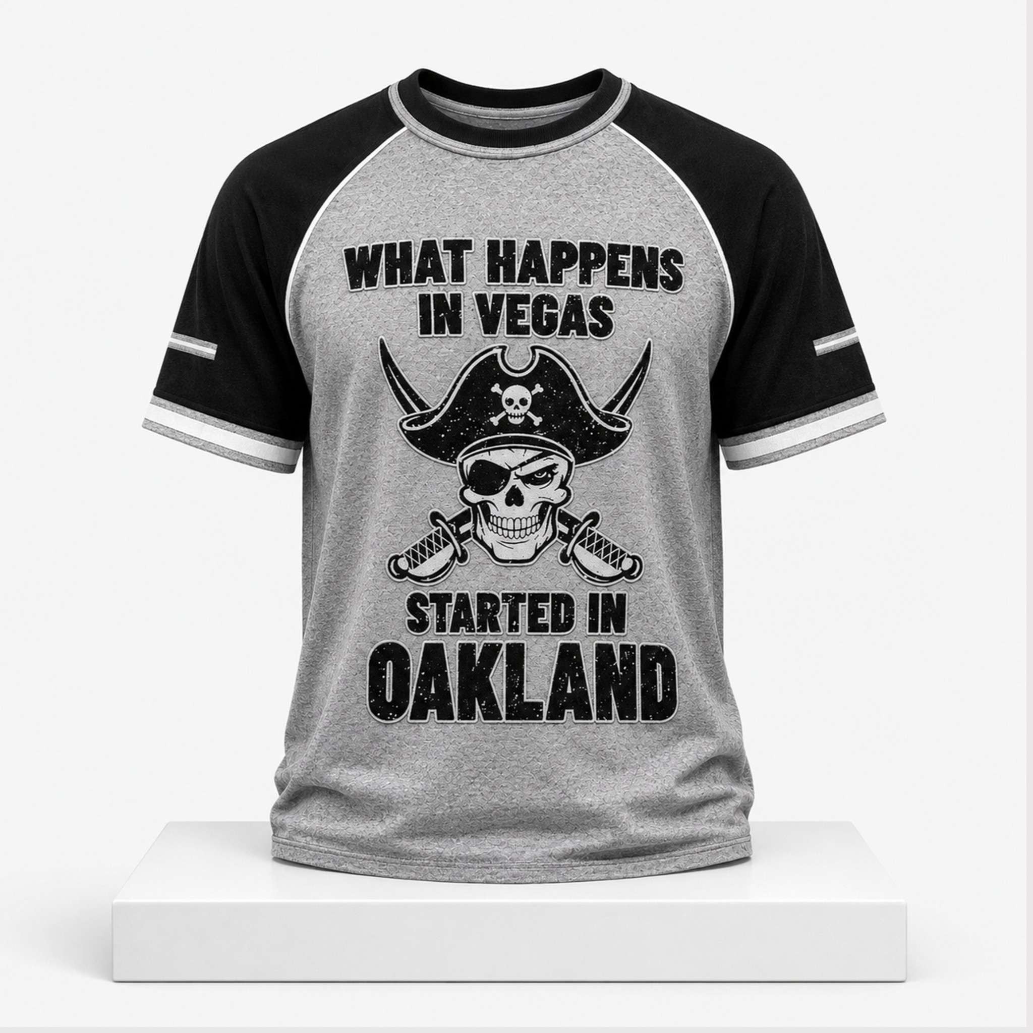 Raiders 2026 What Happens In Vegas Started In Oakland Shirt LV Raiders Merch Game Day Gifts - Merchluma
