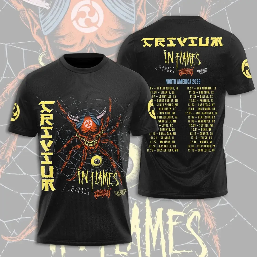 Trivium Tour 2026 Merch Trivium And In Flames 2026 North America Tour T-Shirt Gift For Fans - Merchluma
