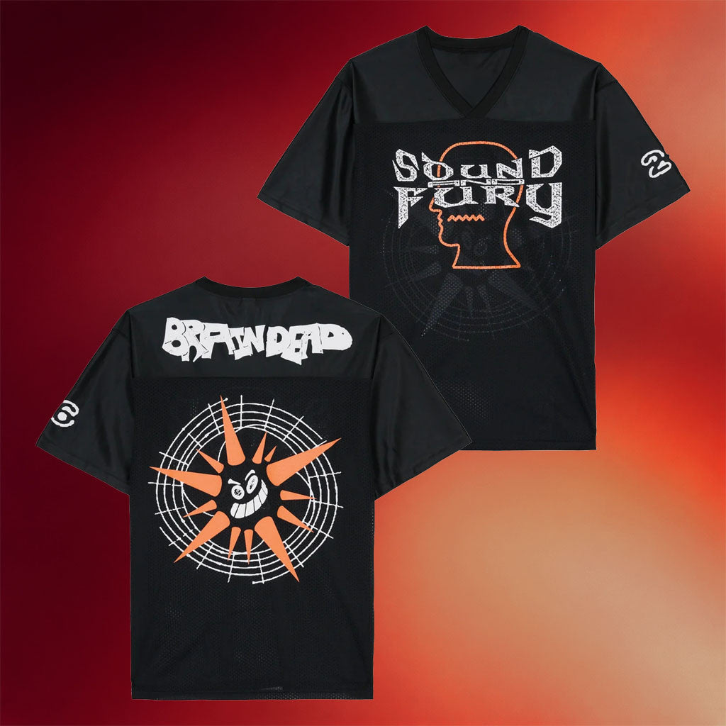 Brain Dead Merch 2026 Brain Dead X Sound And Fury Football Jersey Black Gift For Friends - Merchluma