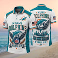 Miami Dolphins Fins Up Fighter Dolphin Skyline Polo Shirt Miami Dolphins Merch Game Day Gifts - Merchluma