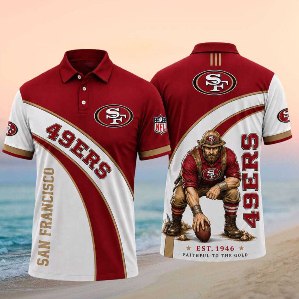 San Francisco 49ers Football Mascot Vintage Polo Shirt Faithful To The Gold SF 49ers Merch - Merchluma